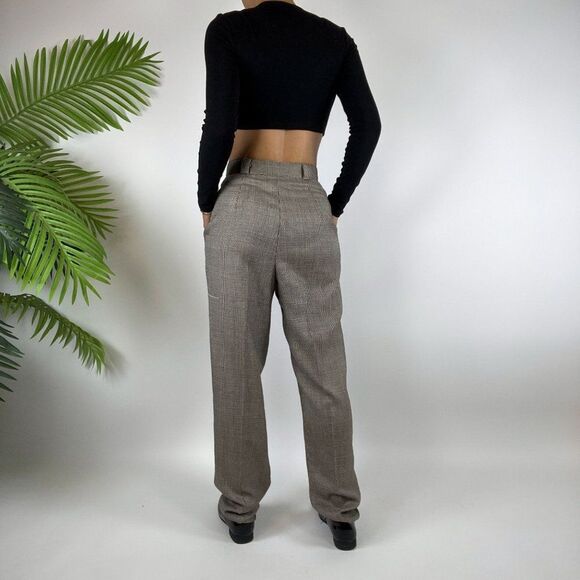 Vintage 80s 90s Grunge Indie Preppy High Waisted Brown Dress Pants / Size: 7 - Picture 2 of 6